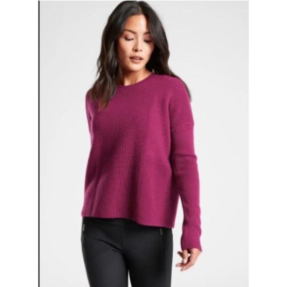 Athleta Women Medium Mulberry Turin Wool Cashmere Sweater Knit Purple Textured - Picture 1 of 6